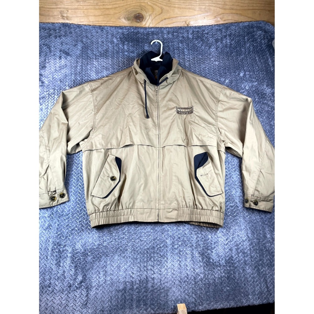 VTG Hartwell ViaSport Winnebago Industries Windbreaker Jacket Mens XL Tan Zip Up